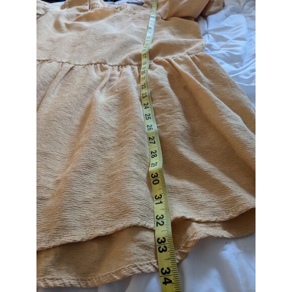 Zara Basic Dress Womens M Yellow Peasant Flowy Boho Boxy Fit Mini Cottagecore - Picture 15 of 16